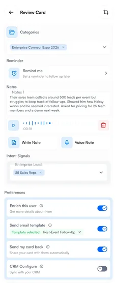 Contact details with event context