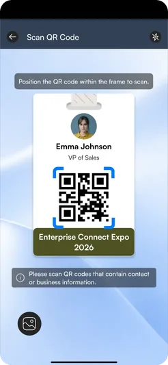 Event badge QR scan screen