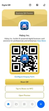 business card QR screen