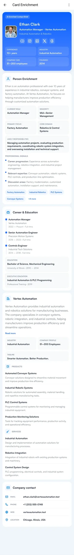 Habsy enriched contact and company profile