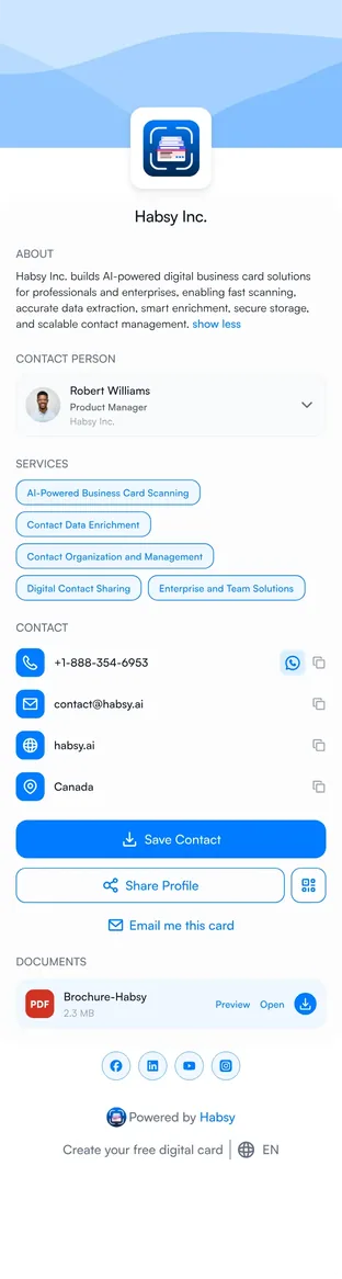 Habsy Inc business digital card