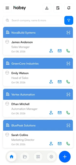 Habsy app home screen with the new enquiry