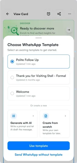 Habsy WhatsApp follow-up template screen