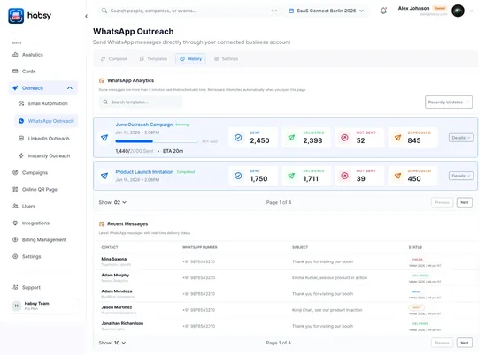 AI-written WhatsApp and LinkedIn message drafts with history