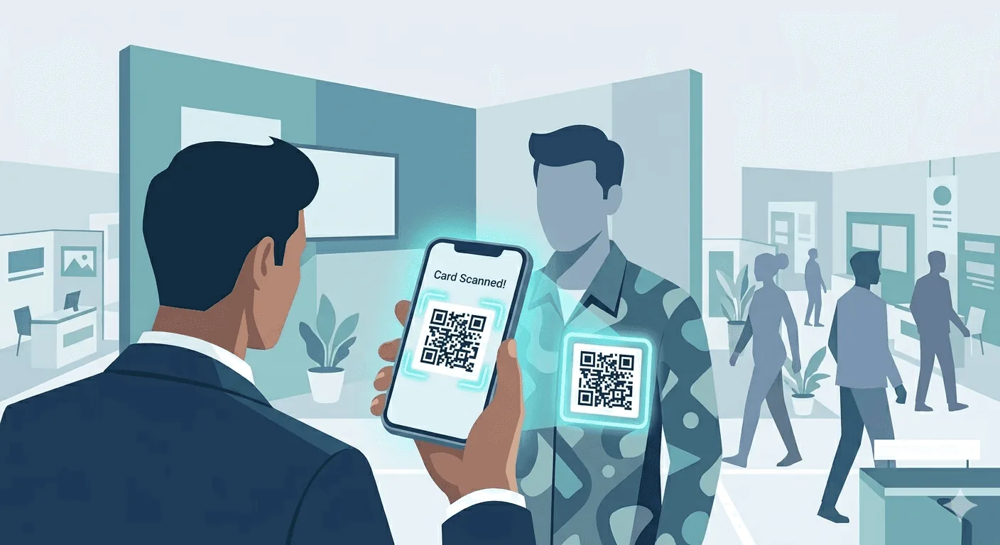 QR badge scanning at event vector illustration Habsy lead capture