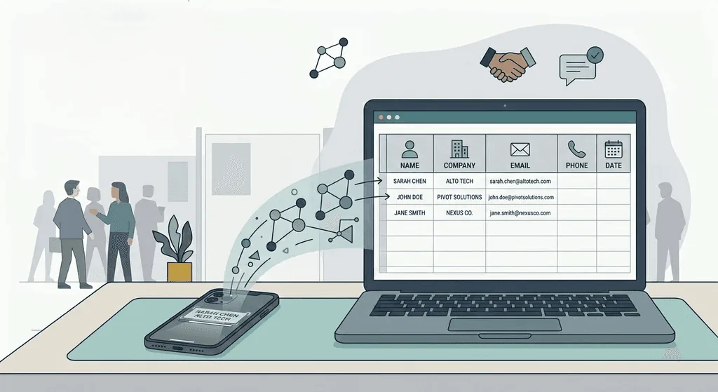 Habsy AI business card scanner converting business cards to Excel and CRM-ready CSV with mapped fields for easy lead import