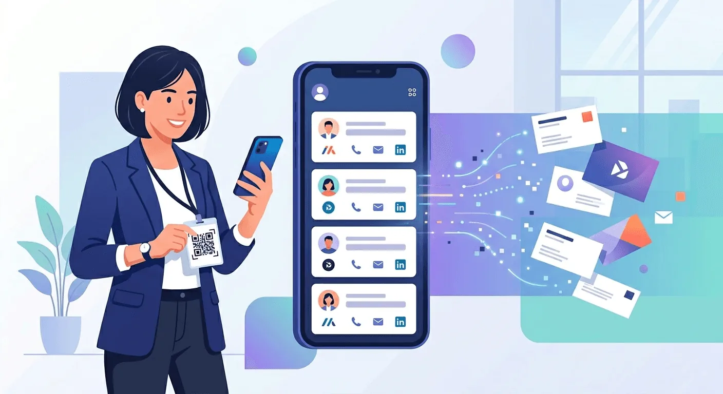 Habsy Business Card Manager streamlining contact management with AI-powered batch business card scanning and automatic organization."