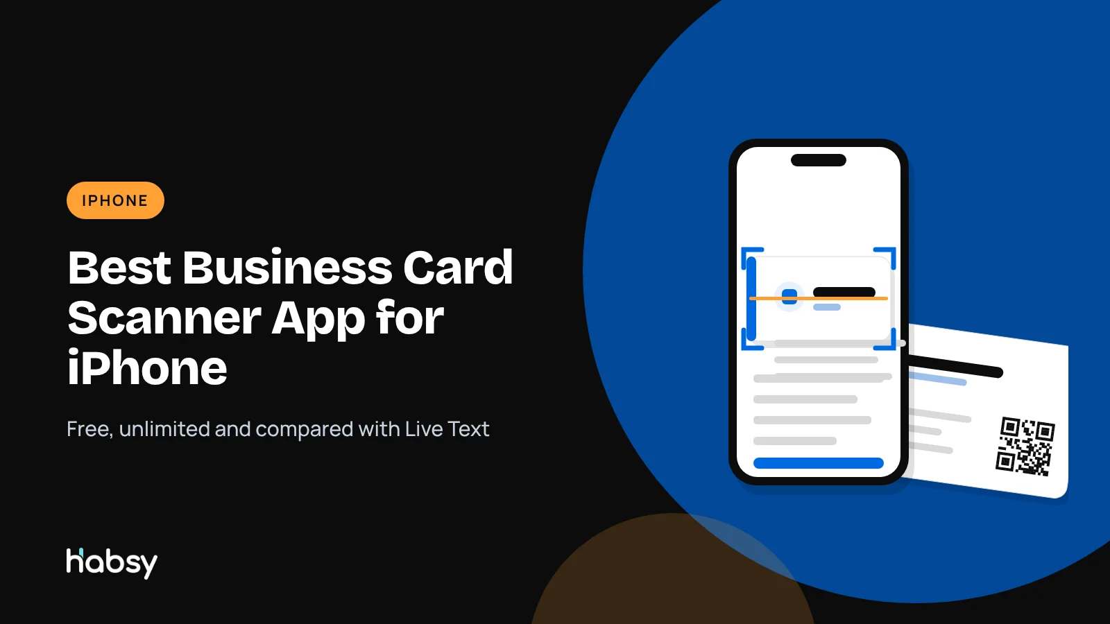 iPhone scanning a business card with the Habsy app