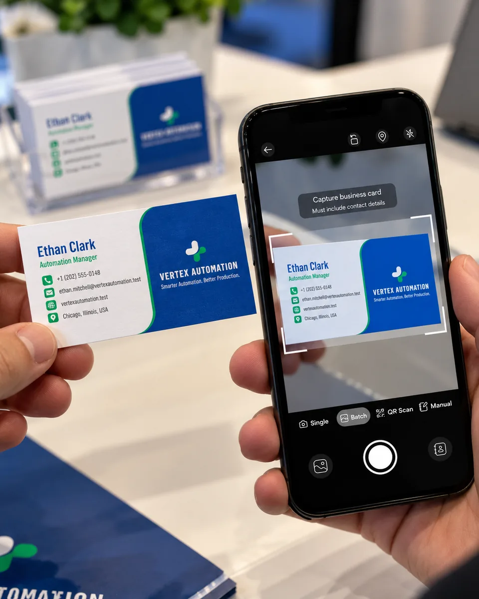 Scanning a business card with the Habsy app