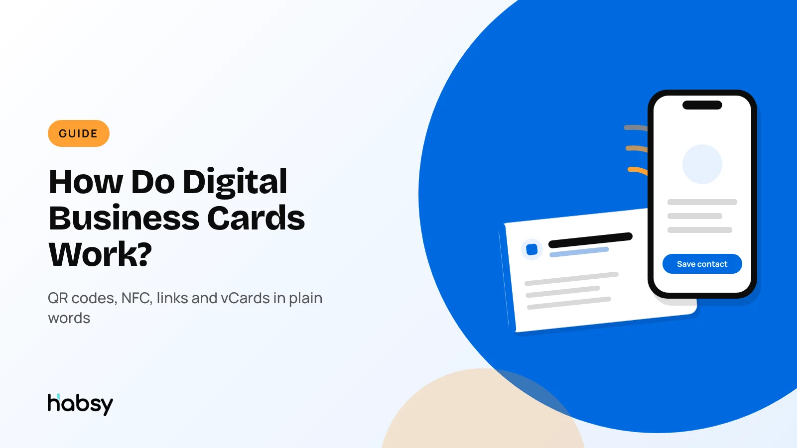 How a digital business card works: a phone opening a card by NFC tap and QR code