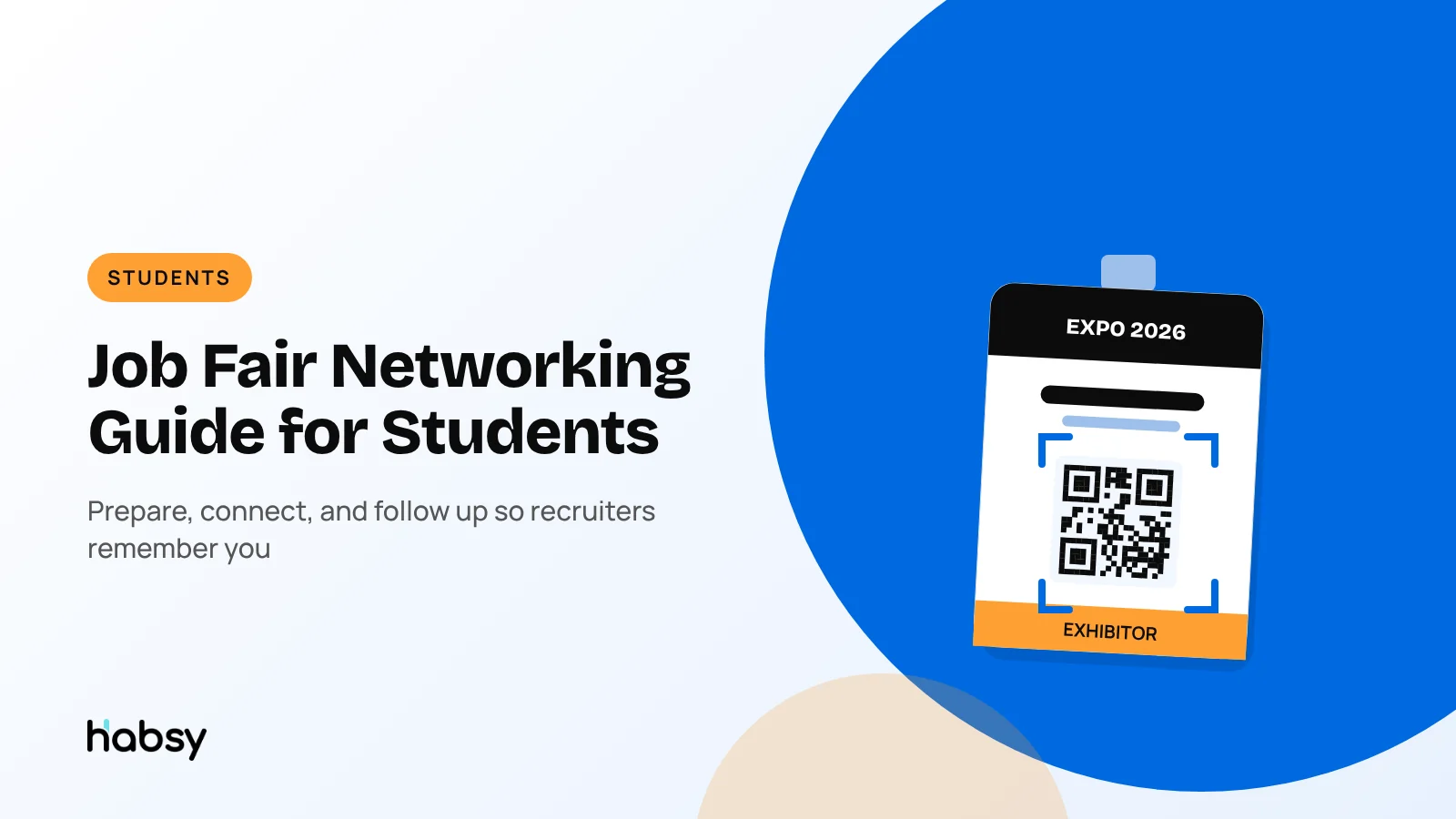 Student networking at a job fair with a digital business card and Habsy