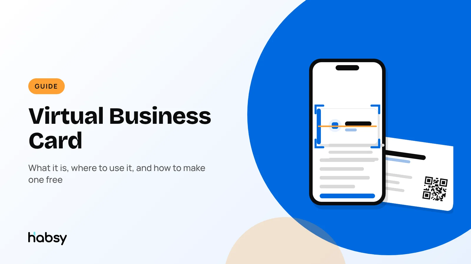 Virtual business card on a phone screen with a QR code, ready to share on a video call or by link