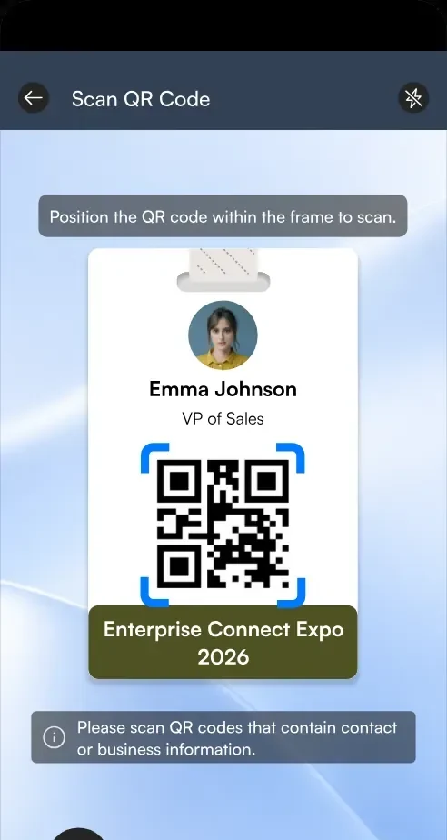 Scanning an event badge QR code with Habsy at HIMSS27