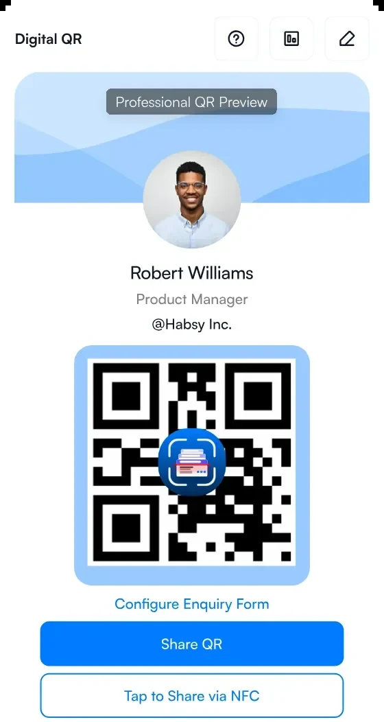 Professional digital card in Habsy, ready to share at HIMSS27