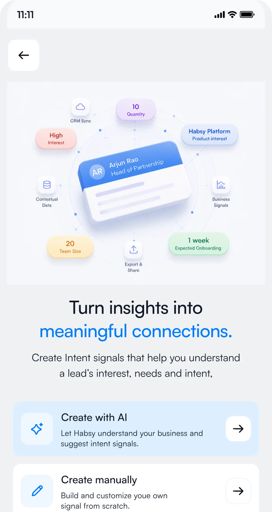 Manage Intent Signals in Habsy, set up before HIMSS27
