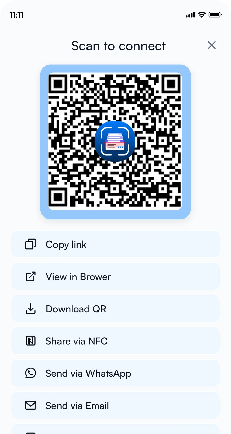 Sharing a Habsy digital card by QR code, NFC or link at HIMSS27