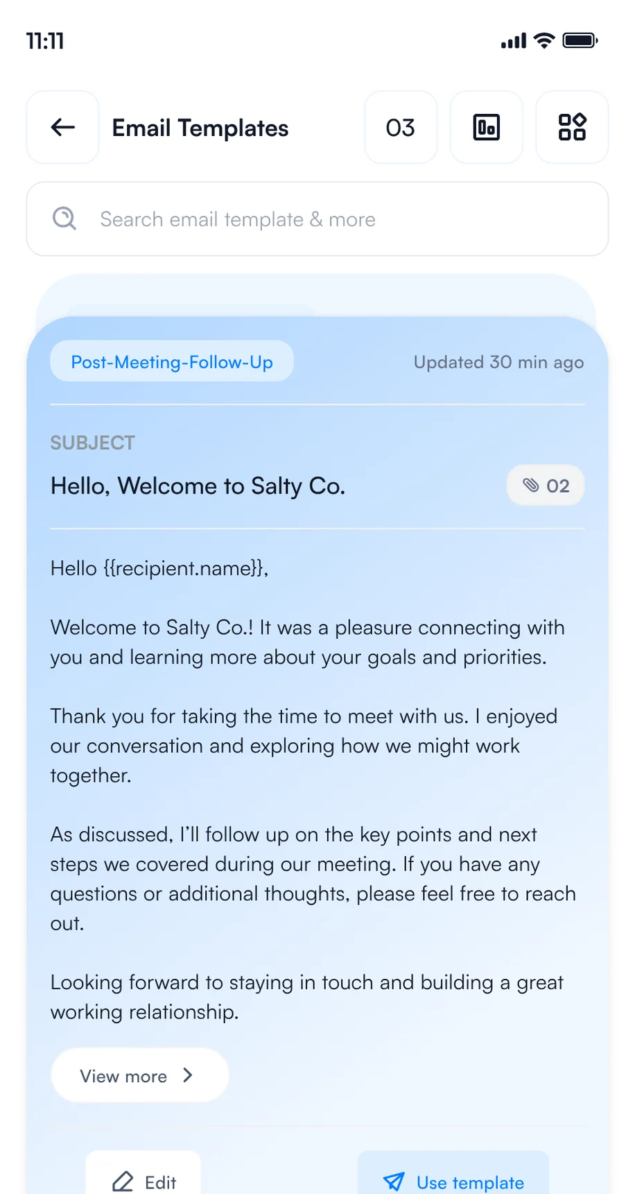 Email follow-up templates saved for HIMSS27 contacts